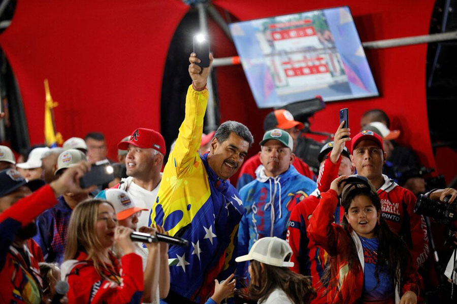 Venezuelan President Nicolas Maduro celebrates after the presidential election in Caracas, Venezuela July 29, 2024.