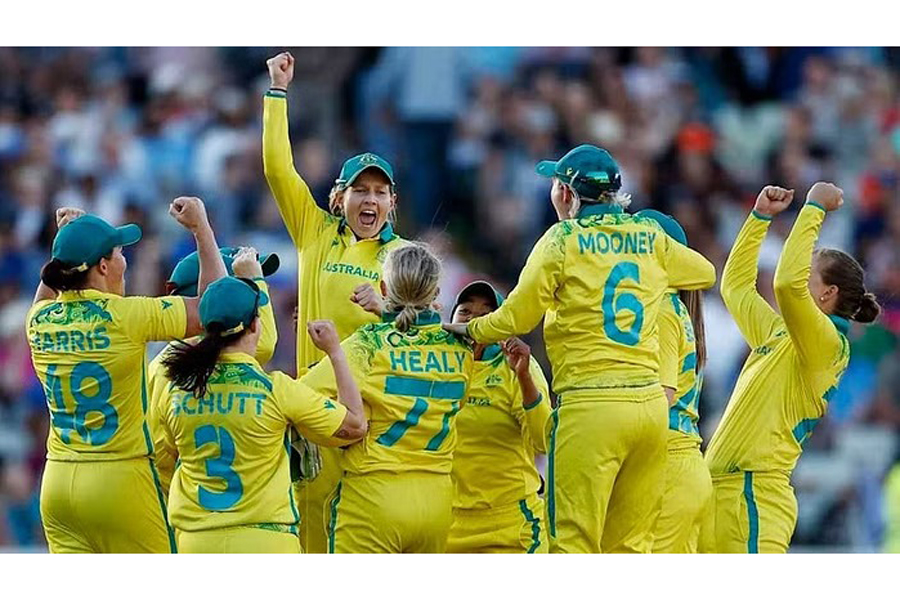 Australia players celebrate after winning at the Commonwealth Games Women's Cricket T20 at the Edgbaston Stadium, Britain on August 7, 2022.