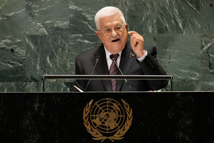 Palestinian President Mahmoud Abbas addresses the 79th session of the United Nations General Assembly, Thursday, Sept. 26, 2024, at UN headquarters.