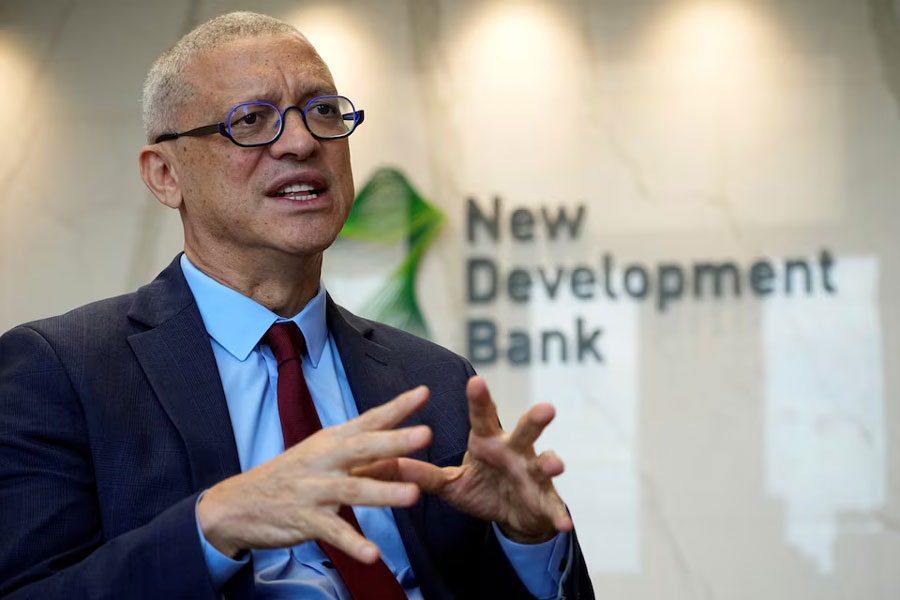 Leslie Maasdorp, Vice President and chief financial officer (CFO) of New Development Bank (NDB), speaks during an interview with Reuters at the bank's headquarters in Shanghai, China July 10, 2023.