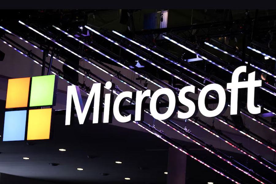 Microsoft logo is seen at the Mobile World Congress (MWC) in Barcelona, Spain February 27, 2024.