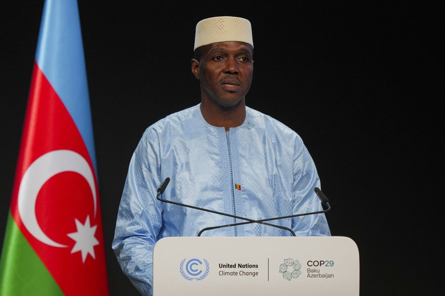 Mali Minister of State Abdoulaye Maiga speaks during a a plenary session at the COP29 U.N. Climate Summit, Tuesday, Nov. 19, 2024, in Baku, Azerbaijan.