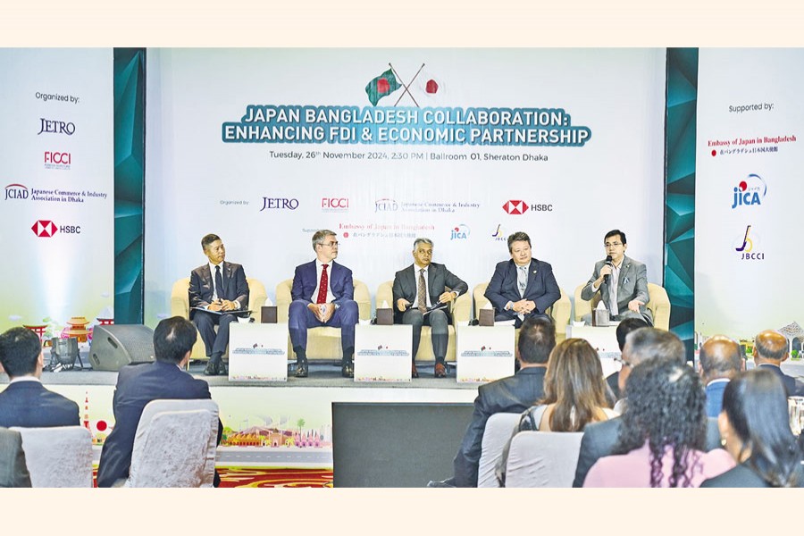 The Foreign Investors' Chamber of Commerce and Industry (FICCI) organised a seminar titled "Japan-Bangladesh Collaboration: Enhancing FDI & Economic Partnership" at a city hotel on Tuesday. Lutfey Siddiqi, Special Envoy on International Affairs to the Chief Adviser, was present as the chief guest