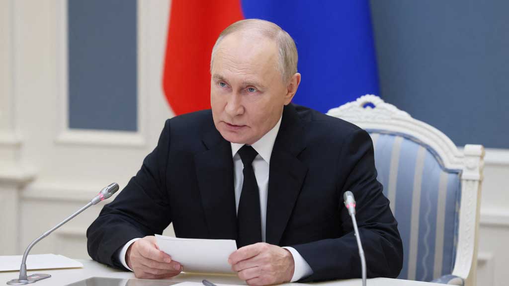 Russian President Vladimir Putin conducts an exercise of Russia's strategic nuclear deterrence forces to train actions of officials on operating nuclear weapons with practical launches of ballistic and cruise missiles, via video link at the Kremlin, in Moscow, Russia October 29, 2024. Sputnik via REUTERS