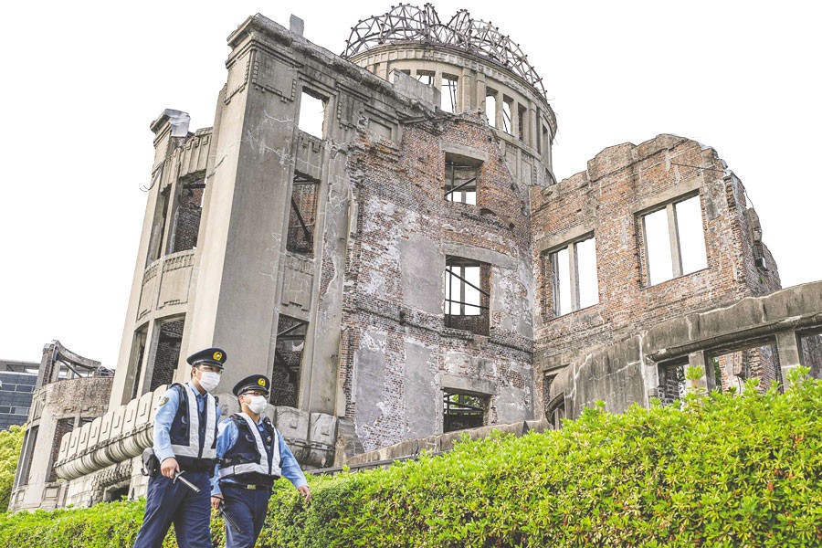 Ruined Hiroshima, Japan, after the United States dropped an atomic bomb, killing tens of thousands of civilians, on Aug. 6, 1945