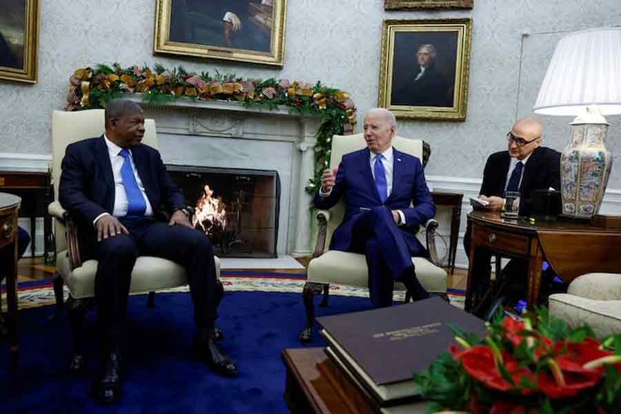 US President Joe Biden meets with Angola's President Joao Manuel Goncalves Lourenco in the Oval Office at the White House in Washington, US, November 30, 2023.