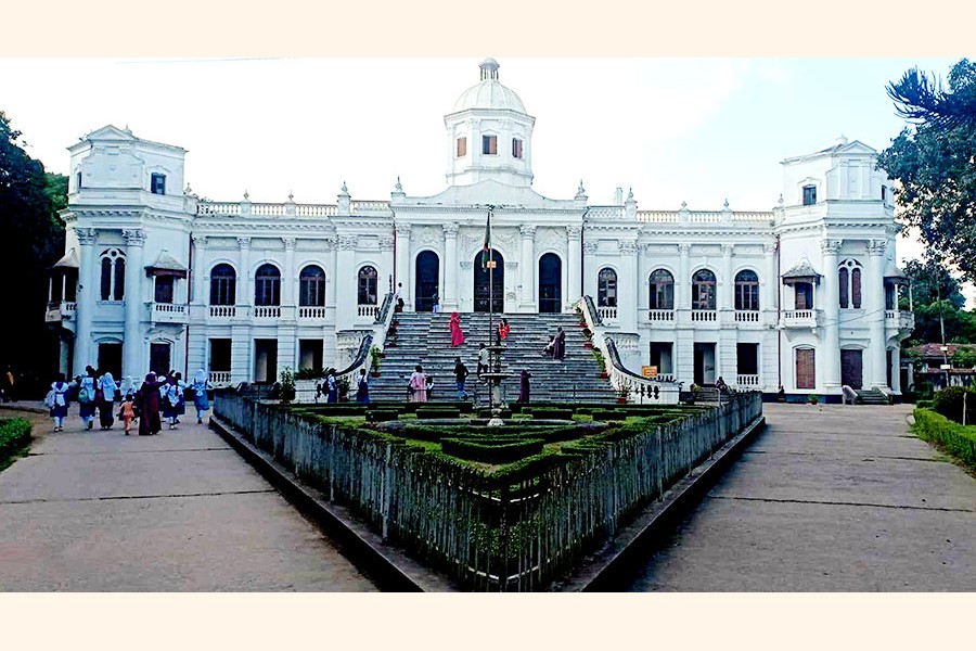 A partial view of Tajhat palace or Tajhat Zamindar Bari in Rangpur city