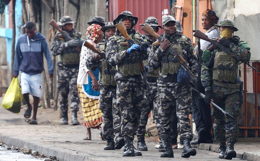 Members of the Mozambique military patrol the streets of Maputo last month a day after a "national shutdown" against the election outcome. Siphiwe Sibeko / REUTERS file
