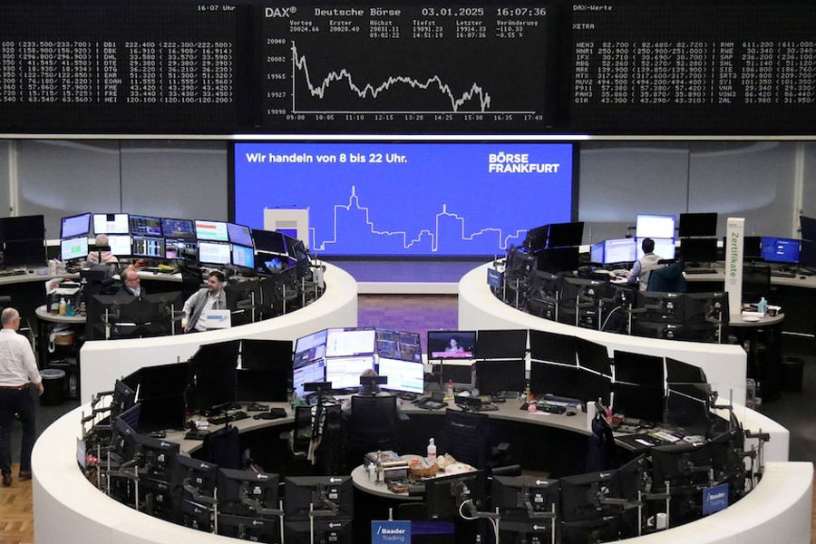 German share price index DAX graph is pictured at the stock exchange in Frankfurt, Germany, January 3, 2025.