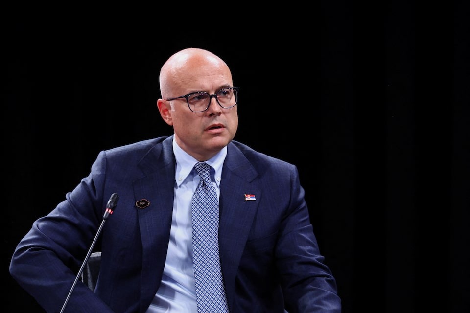 Serbian Prime Minister Milos Vucevic takes part in a leaders' panel during the 2024 edition of the Bled Strategic Forum in Slovenia on September 2, 2024 — Reuters/File