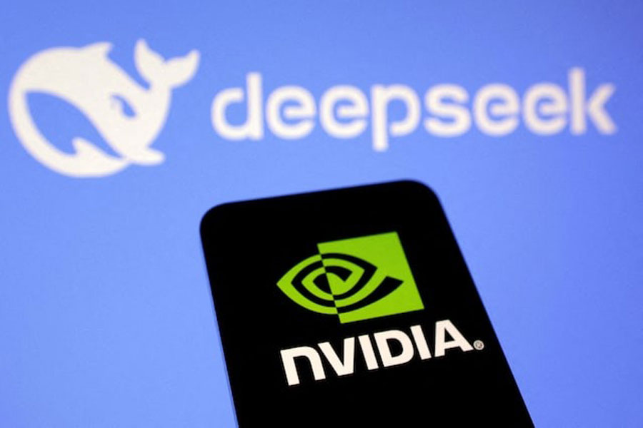 Nvidia and Deepseek logos are seen in this illustration taken, January 27, 2025.