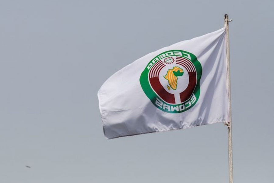 Economic Community of West African States (ECOWAS) flag is pictured during an extraordinary summit of ECOWAS in Accra, Ghana March 25, 2022.