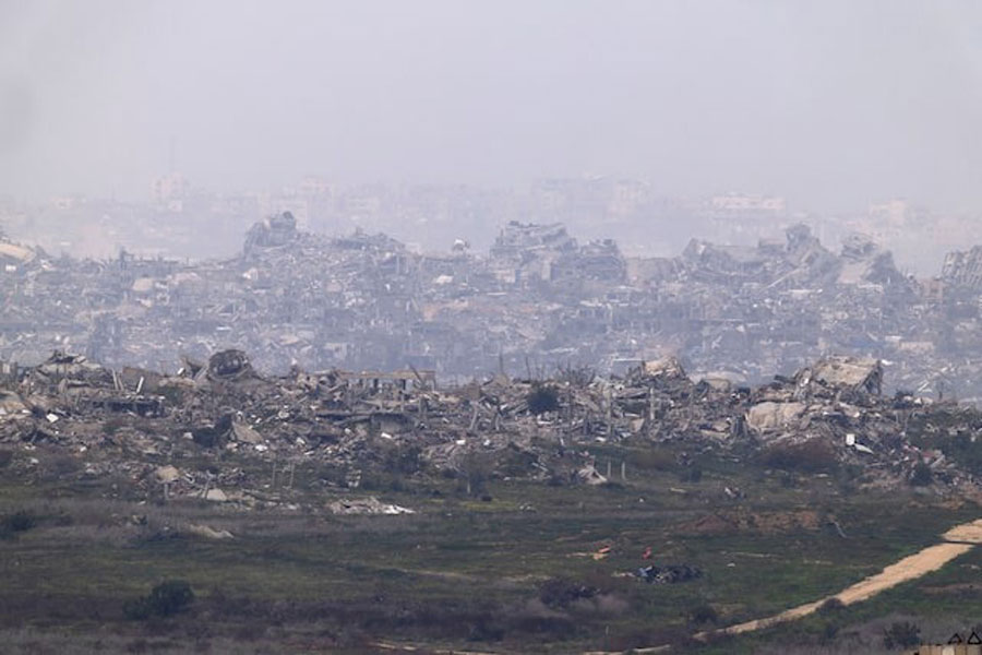 Buildings lie in ruin in Gaza amid a ceasefire between Israel and Hamas, as seen from Israel's border with Gaza, Israel February 5, 2025.
