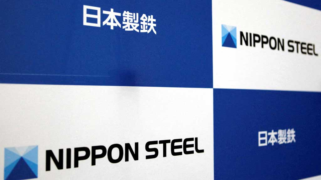 FILE PHOTO: The logos of Nippon Steel Corp. are displayed at the company headquarters in Tokyo, Japan Mar 18, 2019. REUTERS/Yuka Obayashi/File Photo