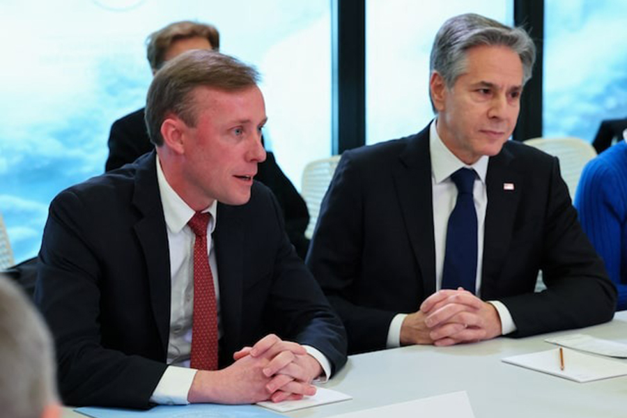 US Secretary of State Antony Blinken looks on as US National Security Advisor Jake Sullivan speaks, while they meet with Ukraine's President Volodymyr Zelenskiy (not pictured) during the 54th annual meeting of the World Economic Forum in Davos, Switzerland on January 16, 2024 — Reuters/File