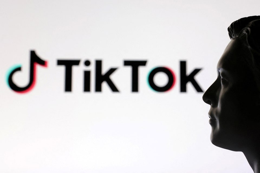 A 3D-printed miniature model of Elon Musk and the TikTok logo are seen in this illustration taken on January 23, 2025 — Reuters