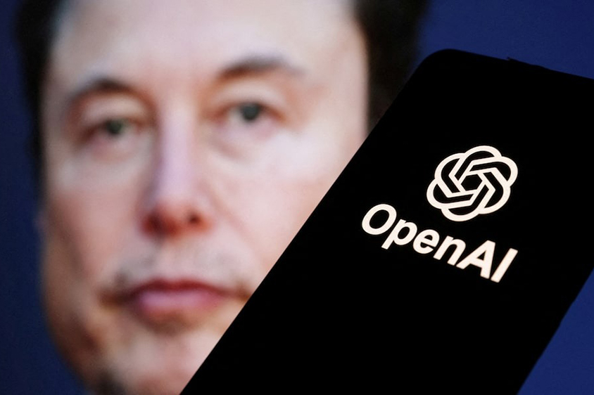 OpenAI logo is seen in front of Elon Musk photo in this illustration taken on March 11, 2024 — Reuters/Files
