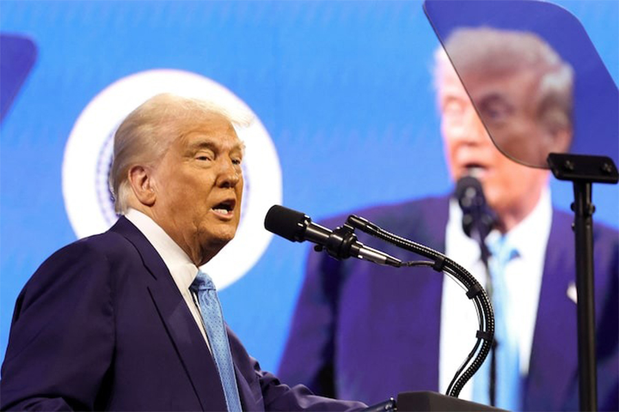 US President Donald Trump speaks at an FII Priority Saudi Investment summit in Miami, Florida, US on February 19, 2025 — Reuters photo