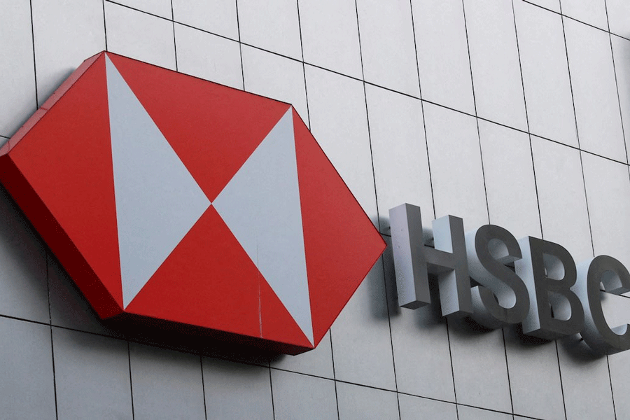 A view of the logo of HSBC bank on a wall outside a branch in Mexico City, Mexico June 14, 2024.