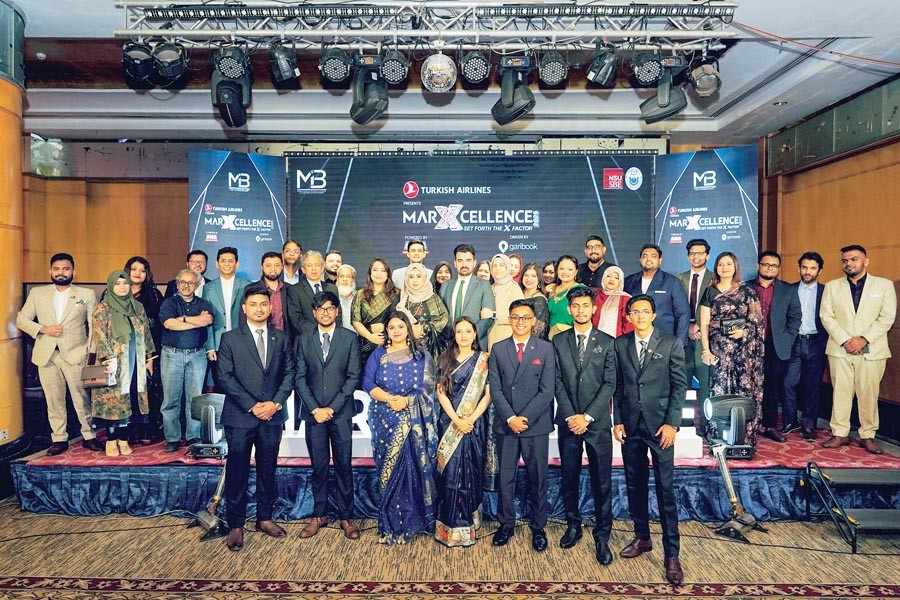 NSU MIBC's MarXcellence 2025 organisers and some of the guests after the competition held recently at The Westin Dhaka