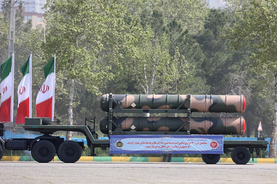 The S-300 missile system is seen during the National Army Day parade ceremony in Tehran, Iran on April 17, 2024 — WANA (West Asia News Agency) via REUTERS/File