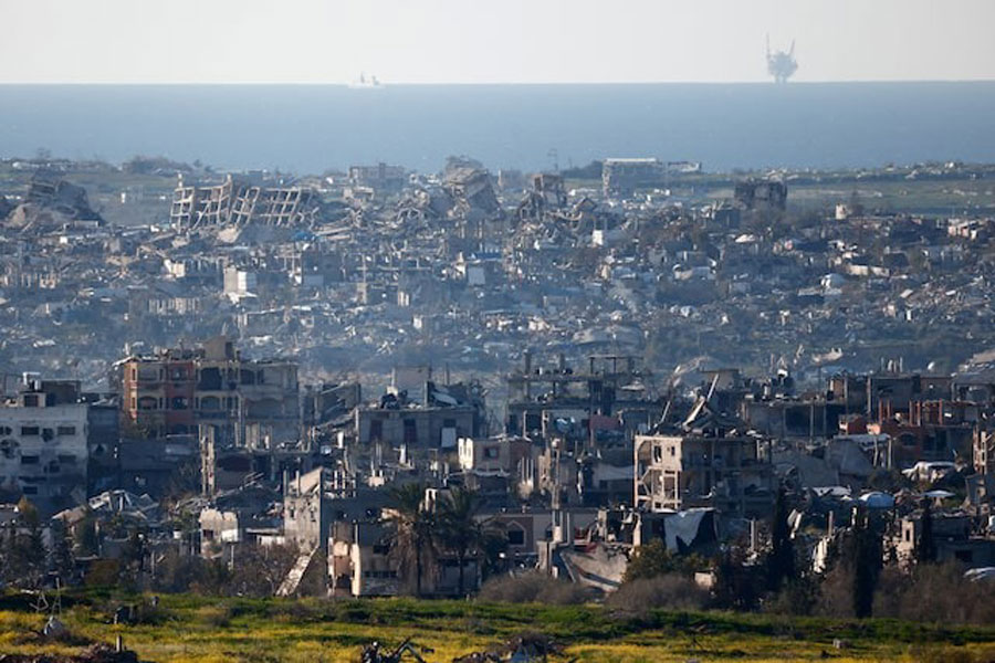 A general view shows destroyed buildings in North Gaza, amid a ceasefire between Israel and Hamas, as seen from Israel, March 2, 2025.