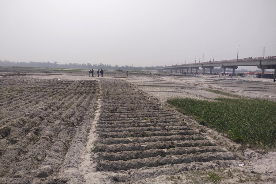 A partial view of Kawnia point of the Teesta River in Lalmonirhat district