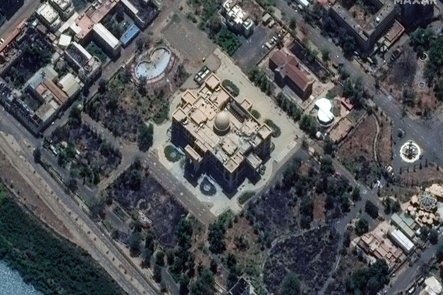 A satellite images shows the presidential palace, in Khartoum, Sudan, March 21, 2025.