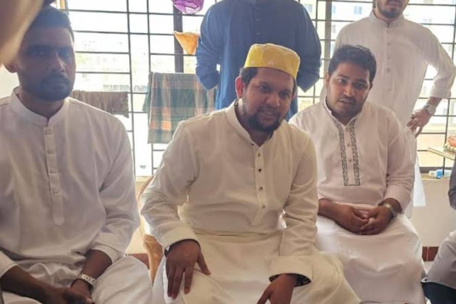 Information and Broadcasting Adviser Md Mahfuj Alam exchanged Eid greeting with the family members of Sumaiya Akther on Monday.