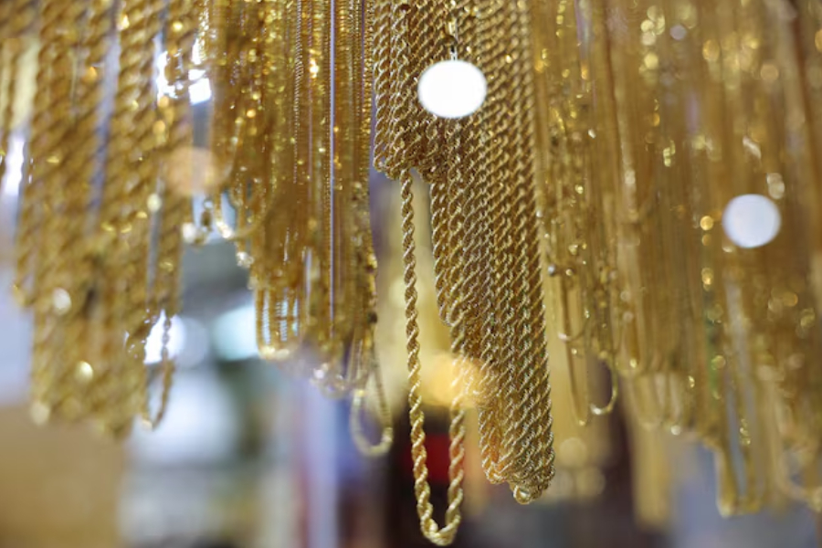 Jewellery is displayed at the Gold Souk market in Dubai, United Arab Emirates, March 14, 2025.