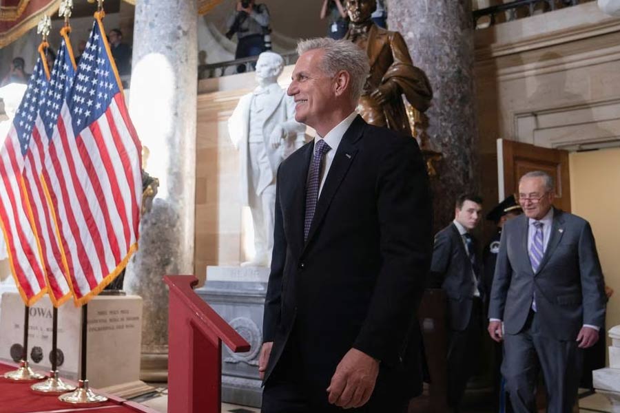 Speaker of the House Kevin McCarthy (R-CA) arriving for a portrait unveiling ceremony for former Speaker of the House Paul Ryan on Capitol Hill in Washington on May 17 this year –Reuters file photo