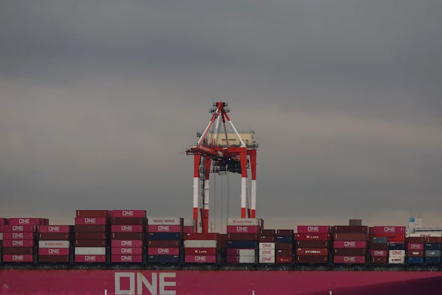 Containers on a cargo ship are seen at an industrial port in Tokyo, Japan April 3, 2025.