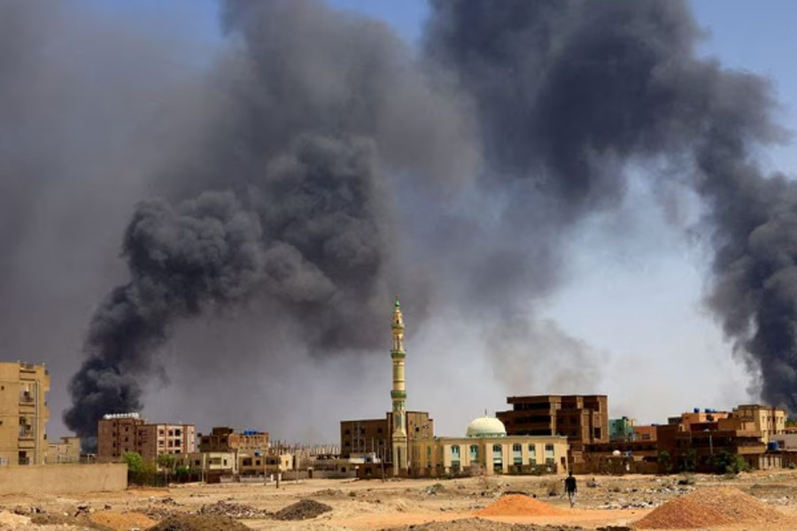 Smoke rising above buildings after aerial bombardment during clashes between the paramilitary Rapid Support Forces and the army in Khartoum North in Sudan on May 1 this year –Reuters file photo