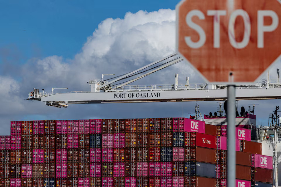 A cargo ship full of shipping containers is seen at the port of Oakland as trade tensions escalate over U.S. tariffs, in Oakland, California, US on March 6, 2025 — Reuters/File