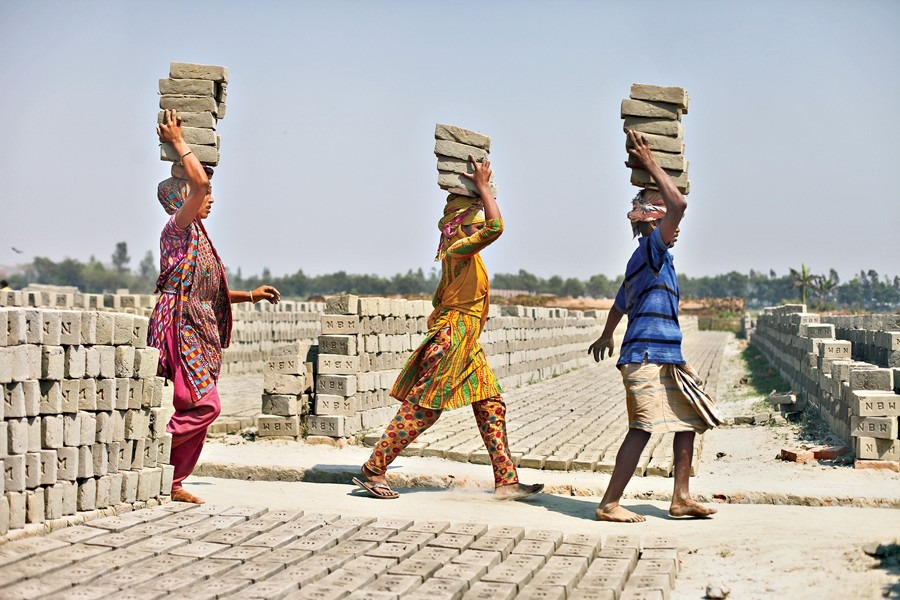 Representational image: Day labourers working in a brickfield.