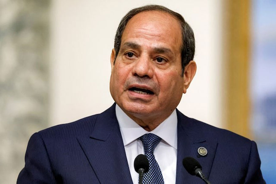 Egyptian President Abdel Fattah al-Sisi attends a press conference on the day of his meeting with French President Emmanuel Macron at the Presidential Palace in Cairo, Egypt, April 7, 2025.