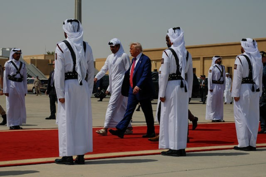 US President Donald Trump walks to board Air Force One as he departs Al Udeid Air Base, en-route to Abu Dhabi, United Arab Emirates, in Doha, Qatar on May 15, 2025 — Reuters/File