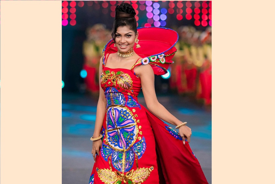 Aklima Atika Konika in rickshaw-themed dress