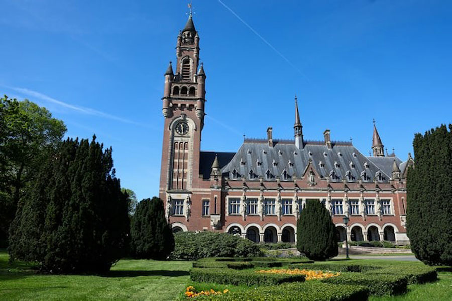 A view shows the Peace Palace, which houses the International Court of Justice (ICJ) in The Hague, Netherlands, April 28, 2025.
