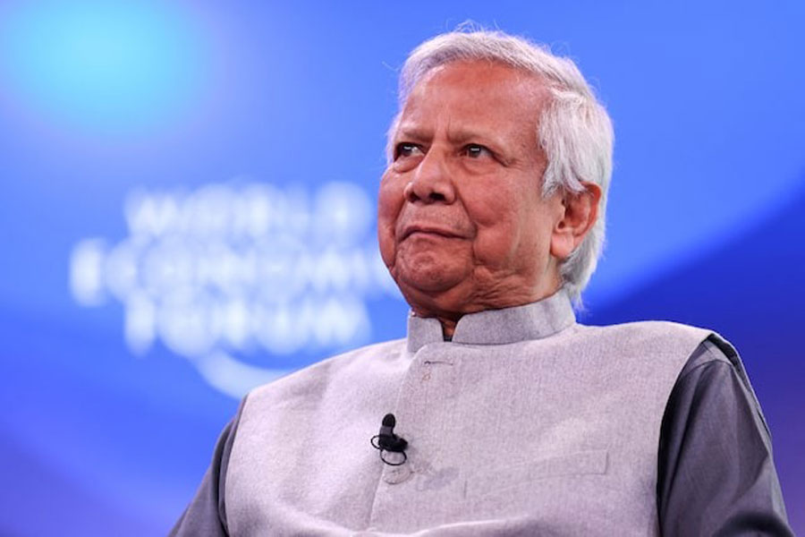 Muhammad Yunus, interim head of the Bangladesh government, attends the 55th annual World Economic Forum (WEF) meeting in Davos, Switzerland, January 23, 2025.