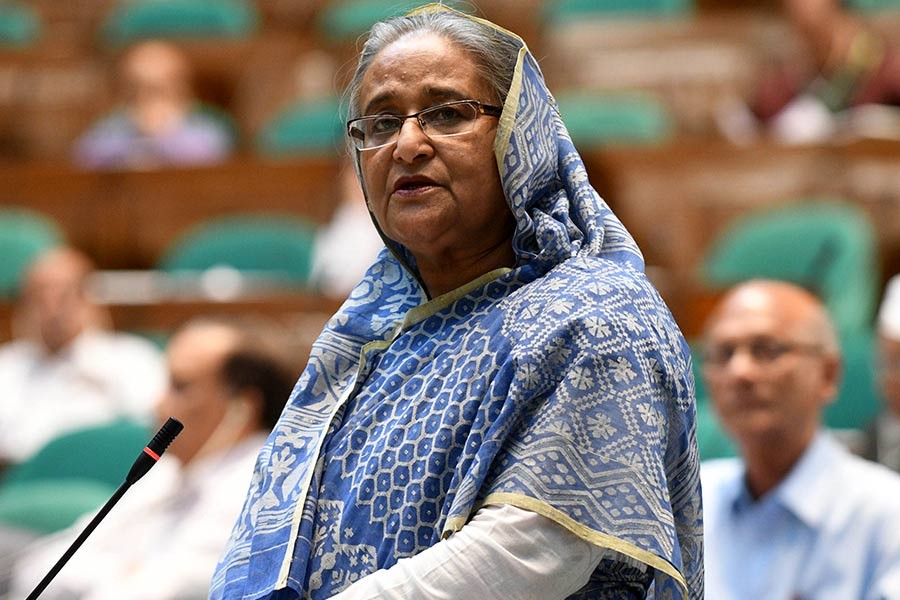 Prime Minister Sheikh Hasina replying a question from lawmakers on Wednesday in the parliament. -Focus Bangla Photo