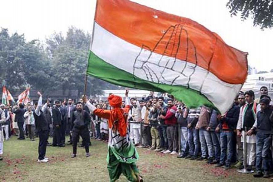 Assembly Elections 2018: Supporters of Congress party celebrate on December 11, 2018 at the party headquarters in New Delhi. — Photo courtesy: Indian Express