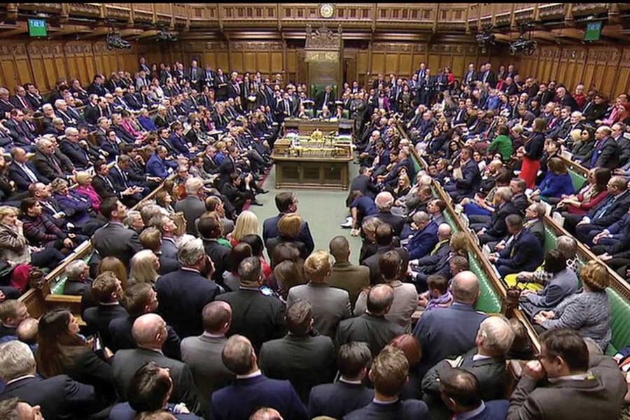 A general view of Parliament after the vote on May's Brexit deal, in London on January 15, 2019 in this screengrab taken from video. — Reuters