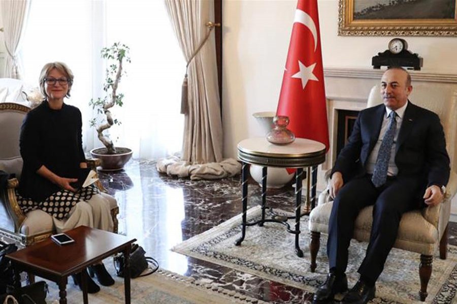 ANKARA: Agnes Callamard meeting Turkey's Foreign Minister Mevlut Cavusoglu as part of the investigation recently — AP