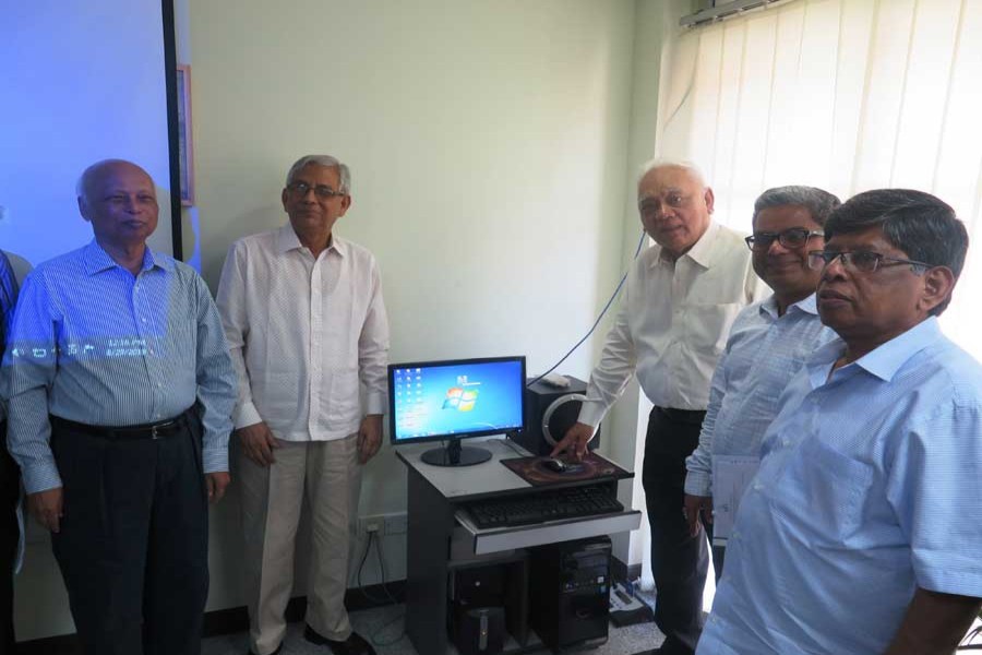 Syed Manzur Elahi, chairperson of the Board of Trustees of East West University, inaugurating the new website of the leading private university in the city Thursday