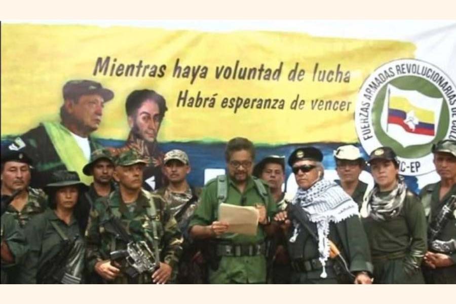 The video showing Iván Márquez reading out his message to followers — BBC