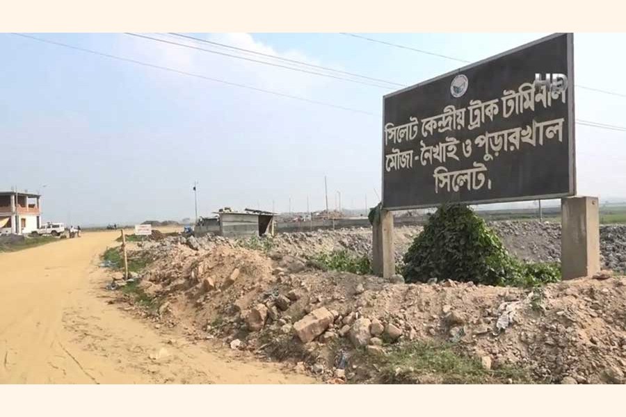 The newly-built Sylhet Central Truck Terminal in the Paraichak area remained unused for lack of cooperation of the truckers — FE Photo