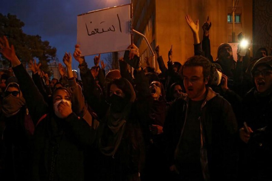 Iranian people gather to show their sympathy to the victims of the crash of the Boeing 737-800 plane, flight PS 752, in Tehran, Iran, January 11, 2020 — Nazanin Tabatabaee/WANA (West Asia News Agency) via Reuters