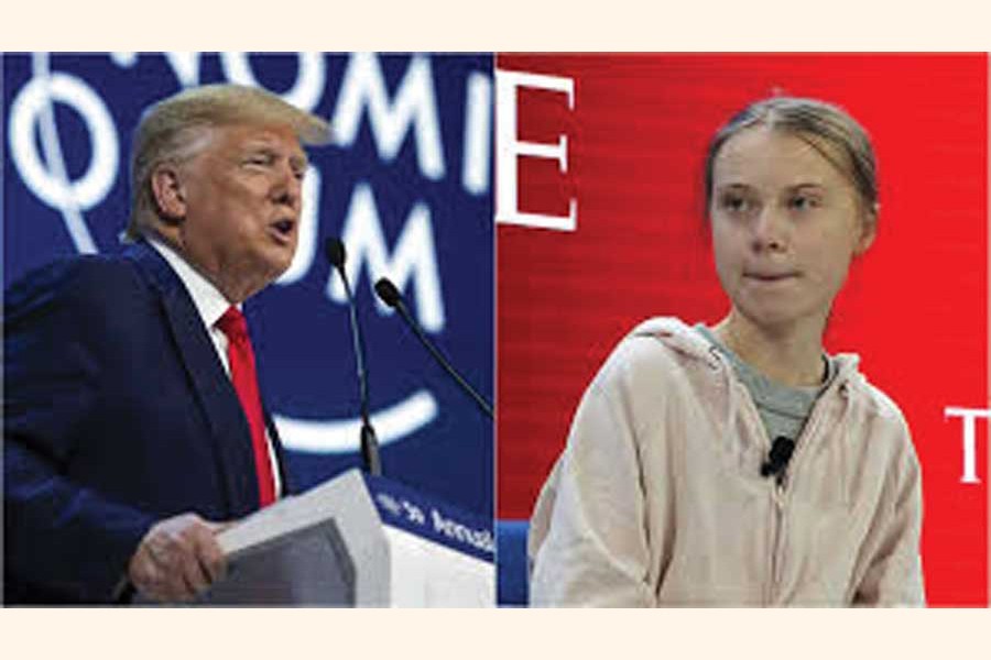 Donald Trump and Greta Thunberg clash on climate at World Economic Forum 2020. —Photo: AP