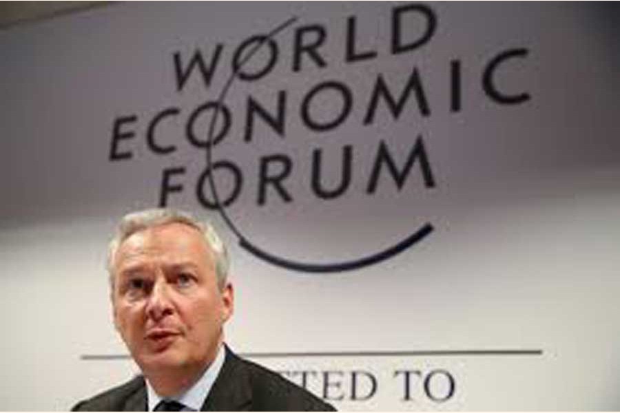 France's Economy Minister Bruno Le Maire addressing a news conference during the 50th World Economic Forum (WEF) in Davos, Switzerland on Wednesday — Reuters